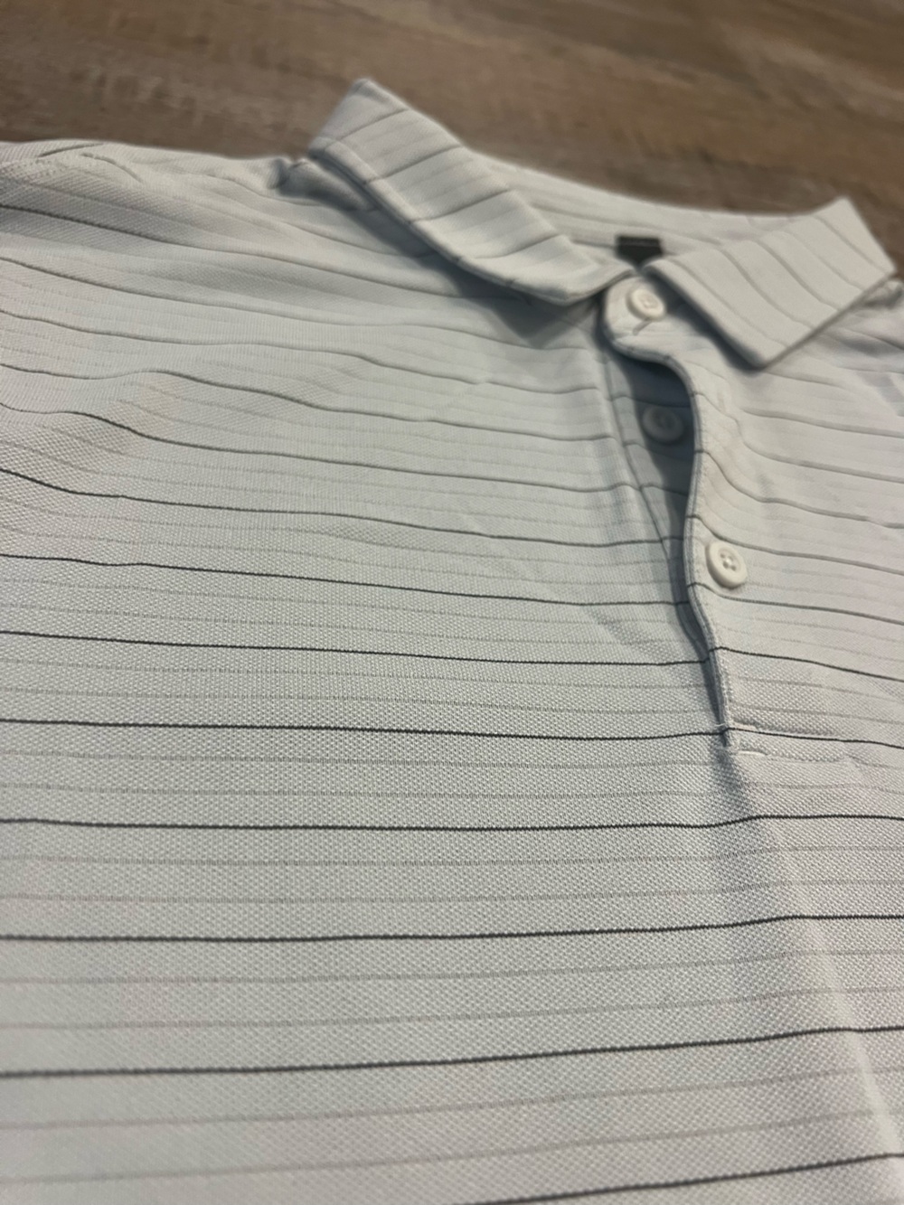 lululemon athletica Light Blue Polo with Thin Navy Stripes - Picture 2 of 4